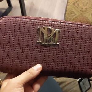 Burgundy Quilted Wallet with Gold Logo